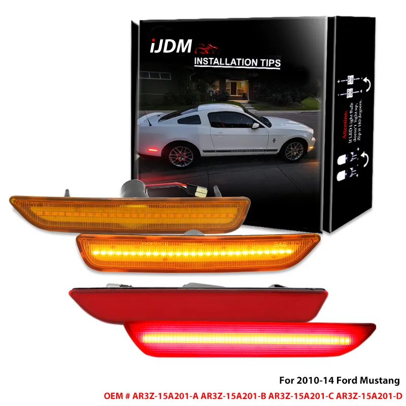 포드 머스탱 앰버 레드 풀 LED 전방 후방 사이드 마커 라이트 어셈블리, 방향 지시등, 주행등, 2010-14 용 title=포드 머스탱 앰버 레드 풀 LED 전방 후방 사이드 마커 라이트 어셈블리, 방향 지시등, 주행등, 2010-14 용