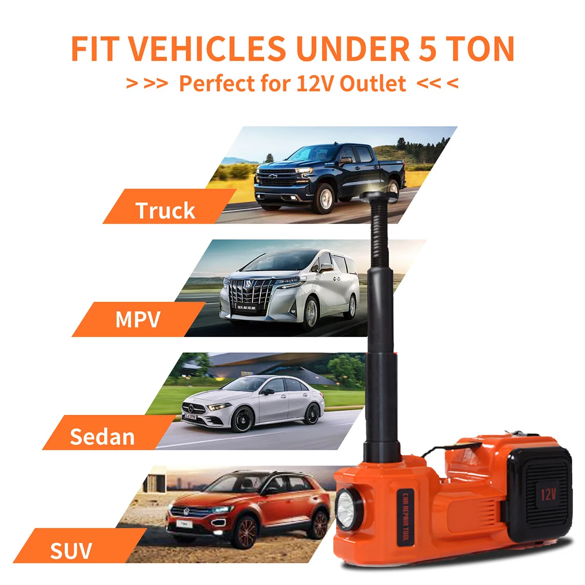 E-HEELP 전기 자동차 잭 키트, 5 톤 12V 유압 자동차 잭, 팽창식 펌프, 전기 렌치 리프팅 기계, 공기 펌프