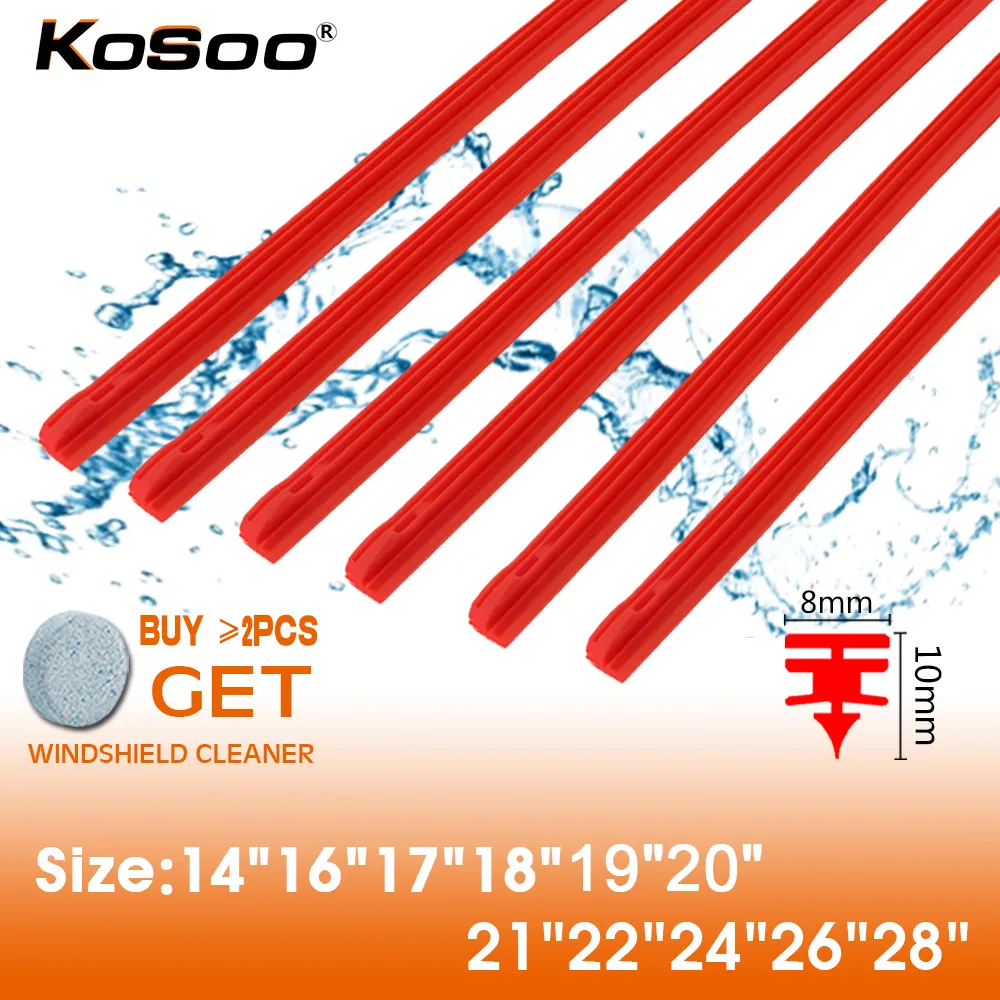 자동차 와이퍼 블레이드 윈드 스크린, 하이 엔드 레드 실리카 겔 교체 스트립, 자동차 액세서리, 8mm, 14