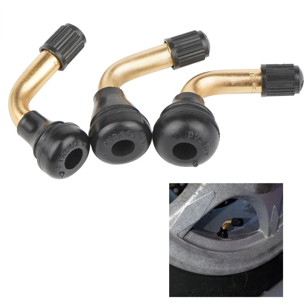 스냅인 고무 베이스, 90 도 타이어 밸브 스템, 튜브리스 타이어 림 스쿠터 오토바이 캡 포함, PVR50 PVR60 PVR70, 100 개