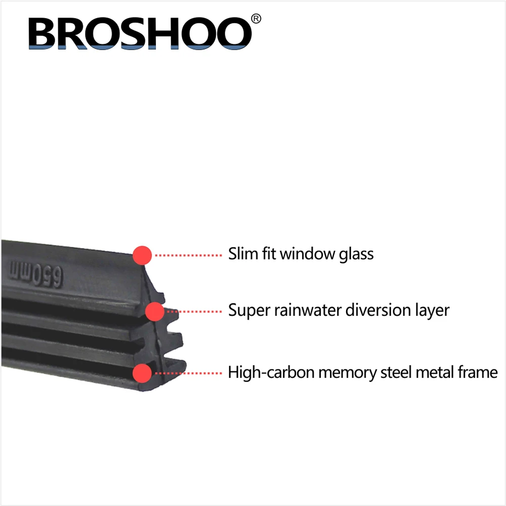 자동차 와이퍼 블레이드 삽입 고무 리필 스트립, 뼈없는 프레임리스 와이퍼 블레이드, 6mm 14