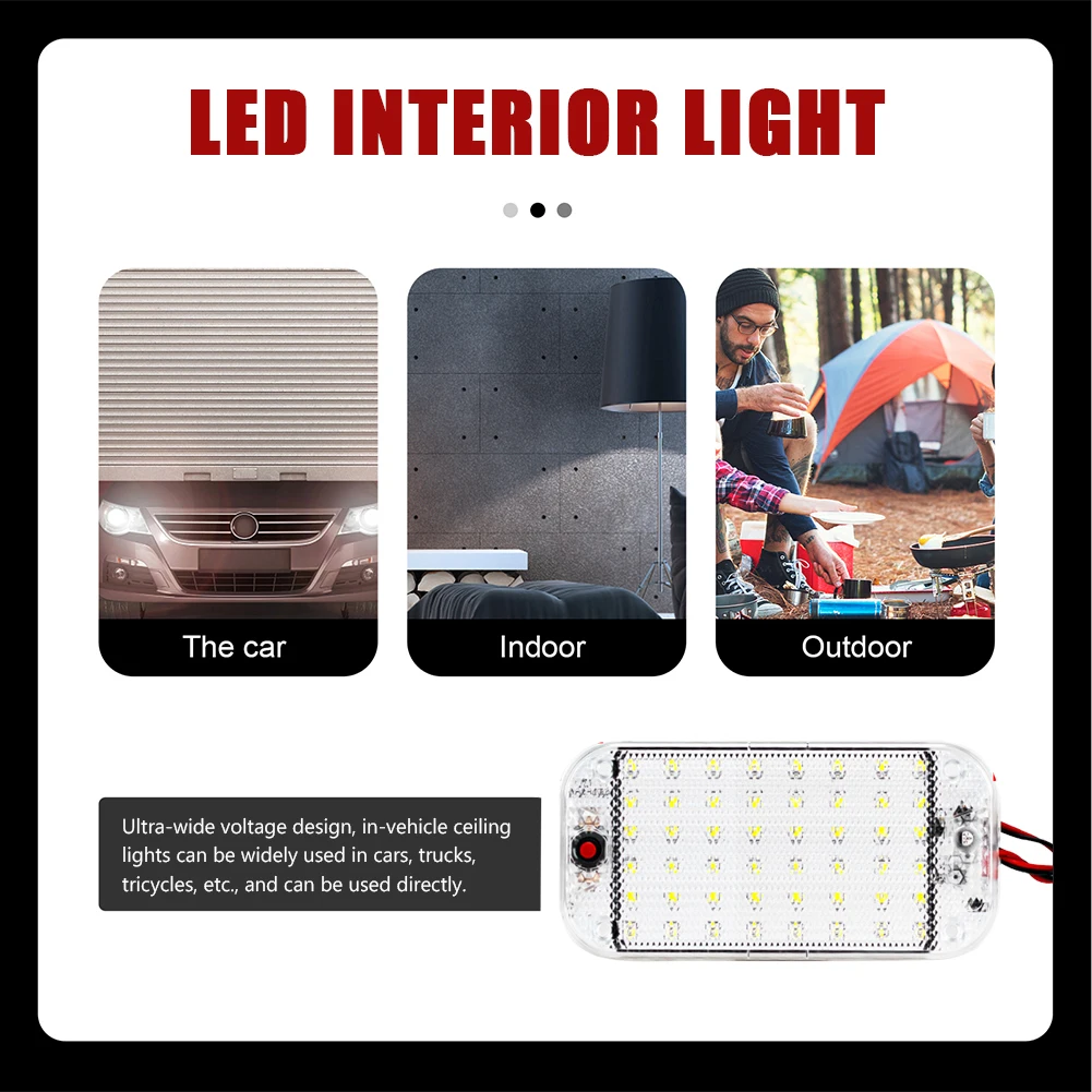 차량 인테리어 돔 지붕 천장 독서등, 48LED, 12V-85V, 자동차 인테리어 조명, 신제품