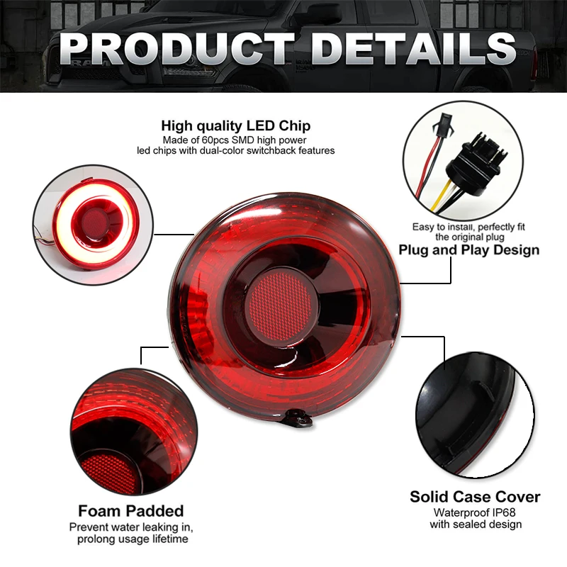 풀 LED 헤일로 베트 테일 램프 어셈블리, 2005-2013 쉐보레 콜벳 C6 브레이크등, 방향 지시등, 주차등, 4 개