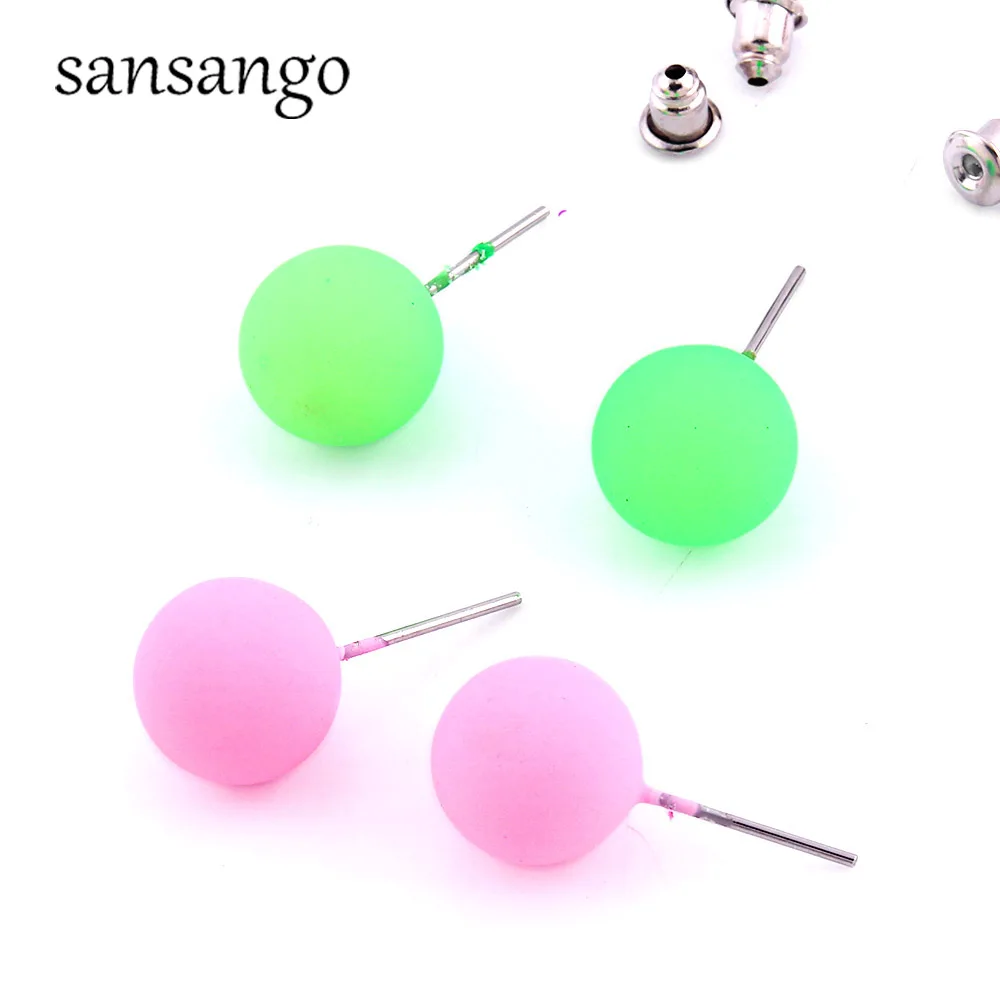 여러 가지 빛깔의 볼 스터드 다채로운 아크릴 귀걸이, 귀걸이 쥬얼리, 여성 및 소녀용 선물 쥬얼리, 카드 당 12 쌍