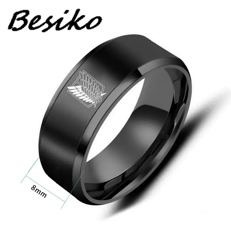 베시코 애니메이션 타이탄에 대한 공격 5 색 스테인레스 스틸 반지, 자유의 깃발, 손가락 반지, 남성 여성 쥬얼리 팬, 신제품