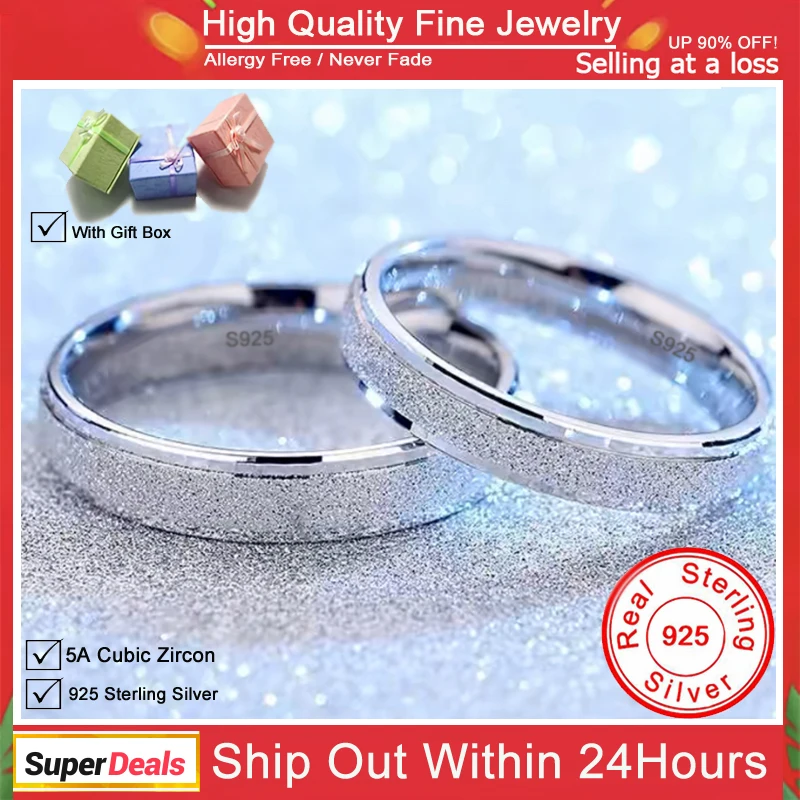 YHAMNI 남녀공용 실버 프로스트 링, 웨딩 밴드, 개인 맞춤 고급 주얼리 선물, 변색 방지, 크리덴셜 100% 925 title=YHAMNI 남녀공용 실버 프로스트 링, 웨딩 밴드, 개인 맞춤 고급 주얼리 선물, 변색 방지, 크리덴셜 100% 925