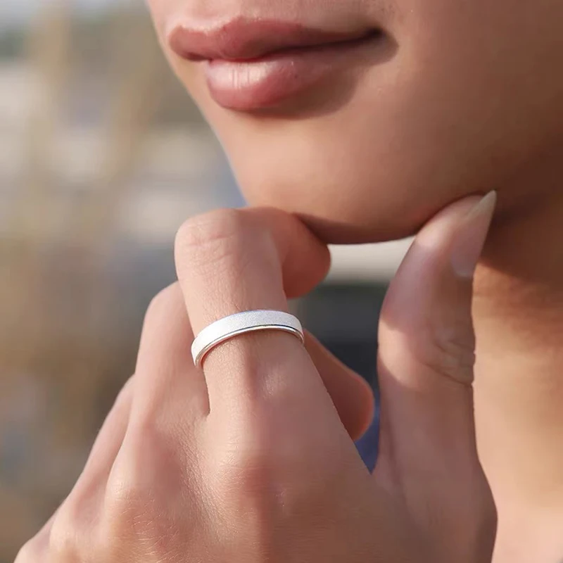 YHAMNI 남녀공용 실버 프로스트 링, 웨딩 밴드, 개인 맞춤 고급 주얼리 선물, 변색 방지, 크리덴셜 100% 925