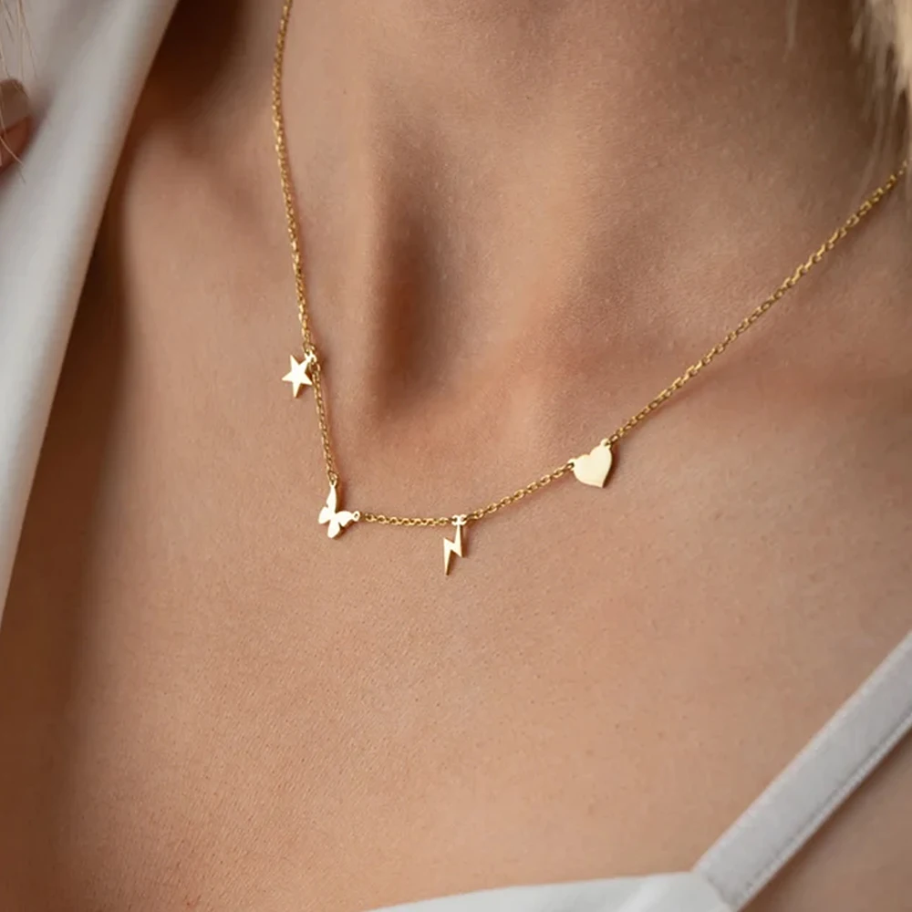 맞춤 글자 목걸이 여성을 위한 맞춤 이름 목걸이 스테인레스 스틸 쥬얼리 하트 나비 펜던트, 발렌타인 데이 선물