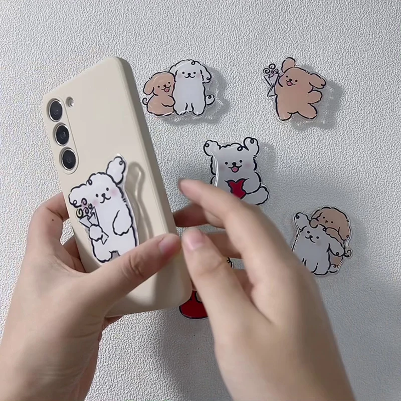 맞춤형 아크릴 휴대폰 그립, 라운드 접이식 만화 사진, 맞춤형 로고 애니메이션 홀로그램, 맞춤형 모바일 투명 휴대폰 거치대