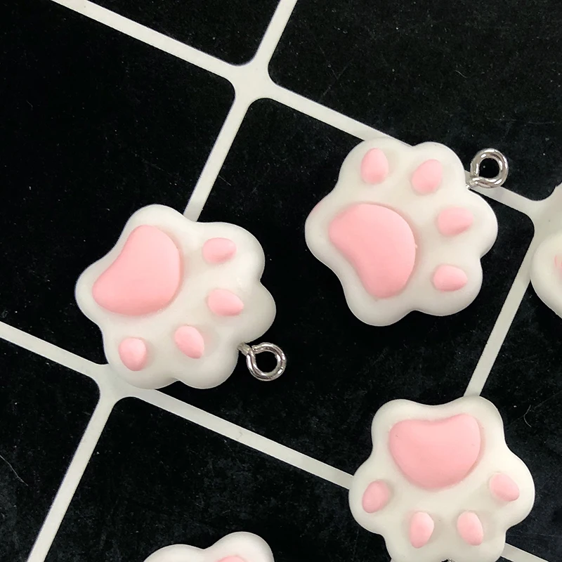 귀여운 핑크 고양이 발톱 수지 참, DIY 만화 동물 귀걸이, 애완 동물 초커 펜던트, 쥬얼리 액세서리, D65 만들기, 10 개