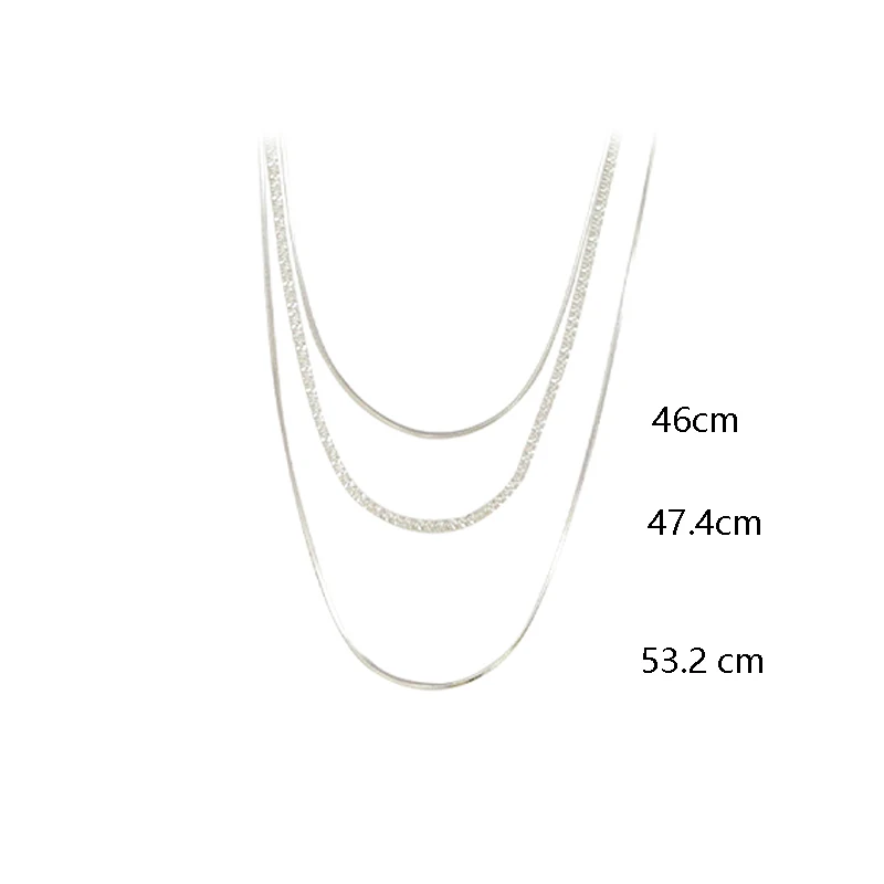 925 스털링 실버 여성용 쥬얼리 칼라, 유럽 심플 실버, 멀티 레이어 바 목걸이, 쇄골 체인, 패션 선물 NK163
