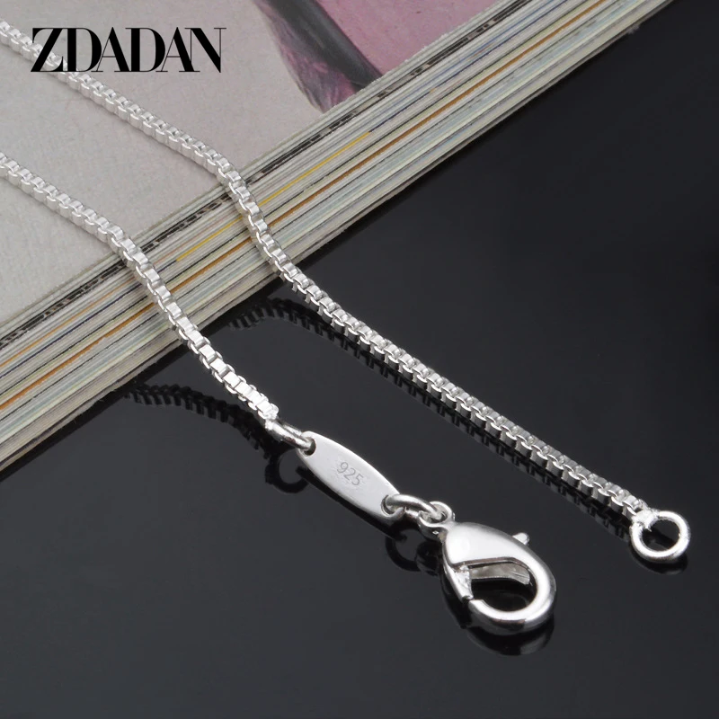 ZDADAN 여성용 정품 925 스털링 실버, 2mm 박스 체인 목걸이, 패션 쥬얼리, 100%