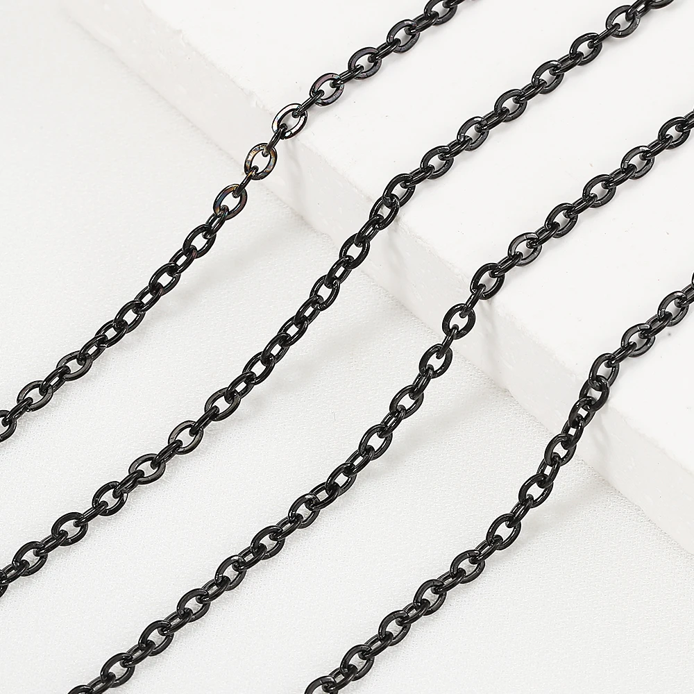 쥬얼리 제작용 체인 링크 체인, DIY 목걸이 팔찌, 수제 체인, 블랙 스테인레스 스틸, 1.5mm, 2 미터