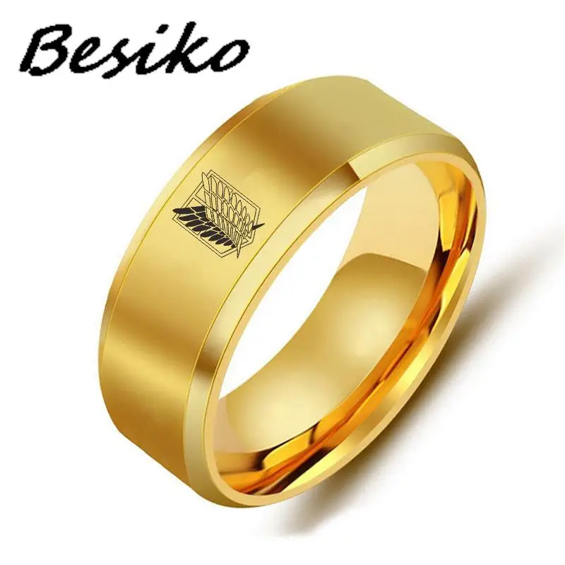 베시코 애니메이션 타이탄에 대한 공격 5 색 스테인레스 스틸 반지, 자유의 깃발, 손가락 반지, 남성 여성 쥬얼리 팬, 신제품