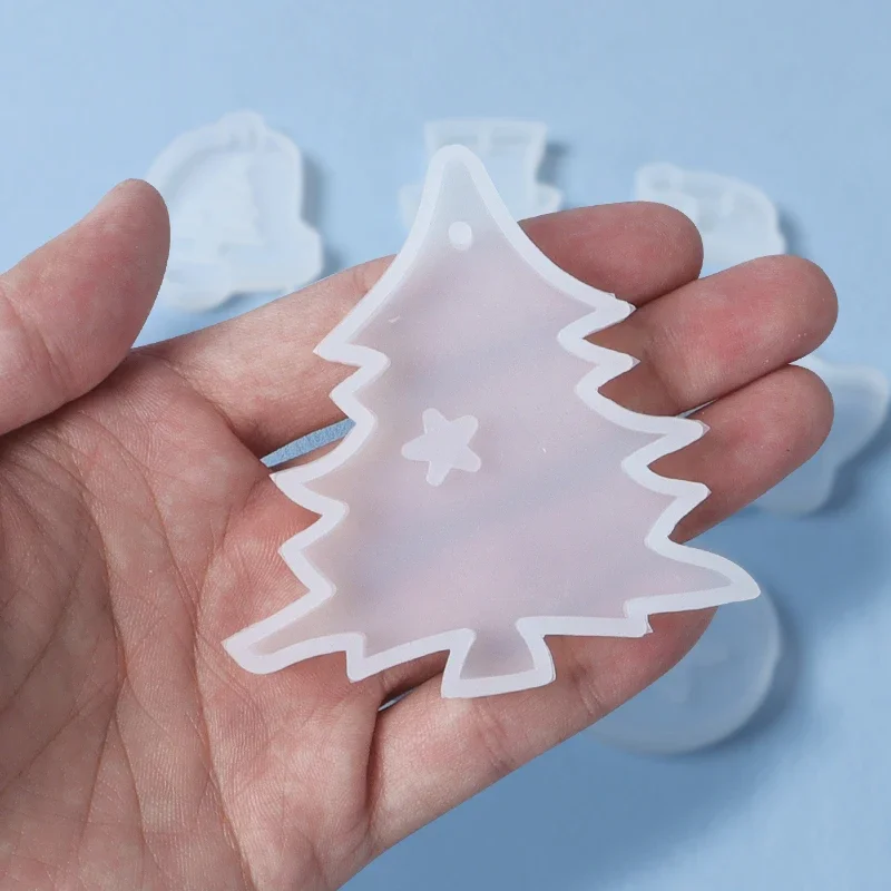 DIY 크리스마스 실리콘 몰드 펜던트, 크리스탈 에폭시 수지 몰드, 벨 크리스마스 트리 엘크 새해 수공예 액세서리 장식