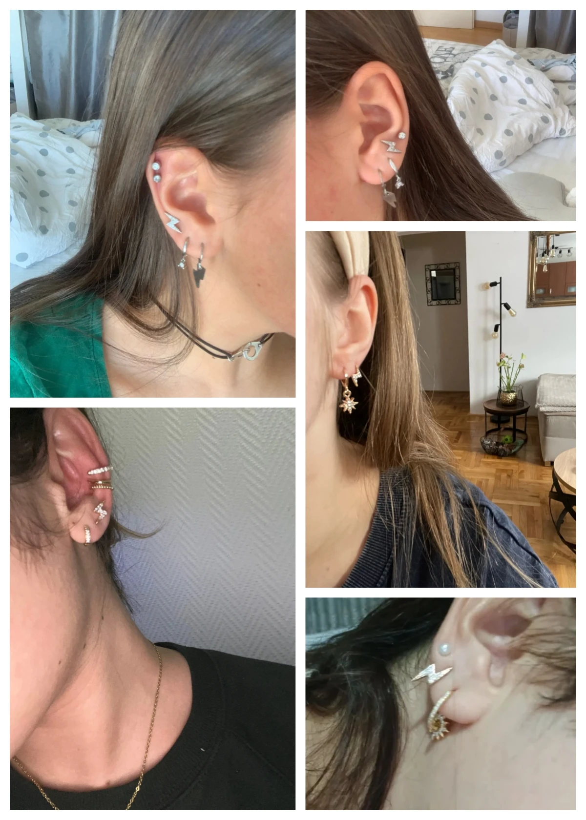 CAOSHI 여성용 섬세한 번개 모양 이어 스터드, 눈부신 작은 지르코니아 귀걸이, 매일 착용할 수 있는 액세서리, 소녀용 액세서리