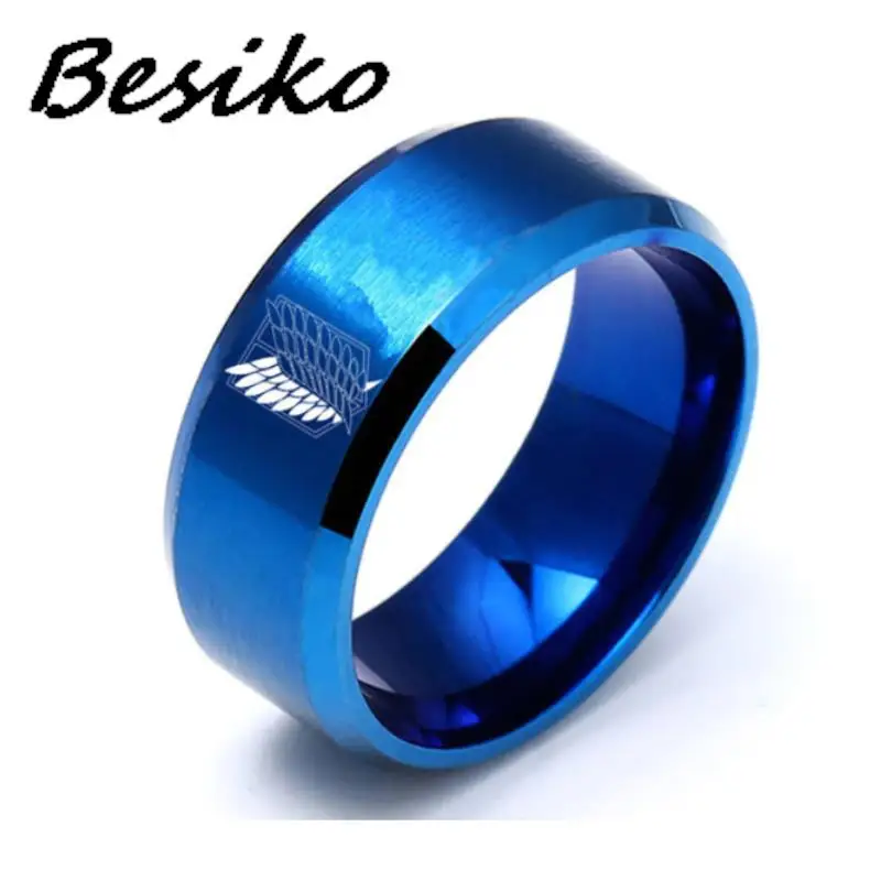 베시코 애니메이션 타이탄에 대한 공격 5 색 스테인레스 스틸 반지, 자유의 깃발, 손가락 반지, 남성 여성 쥬얼리 팬, 신제품