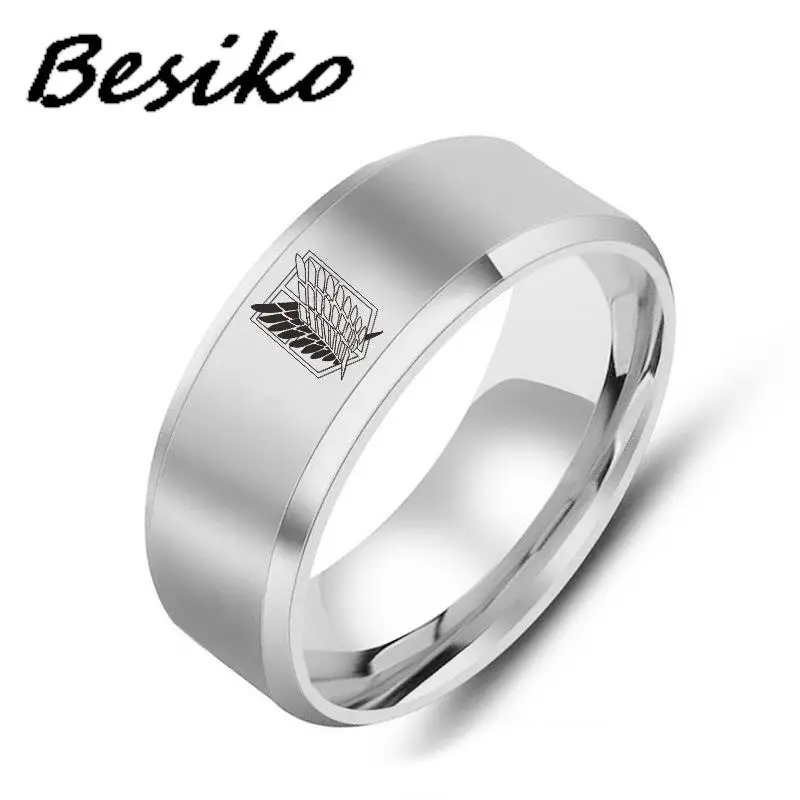 베시코 애니메이션 타이탄에 대한 공격 5 색 스테인레스 스틸 반지, 자유의 깃발, 손가락 반지, 남성 여성 쥬얼리 팬, 신제품