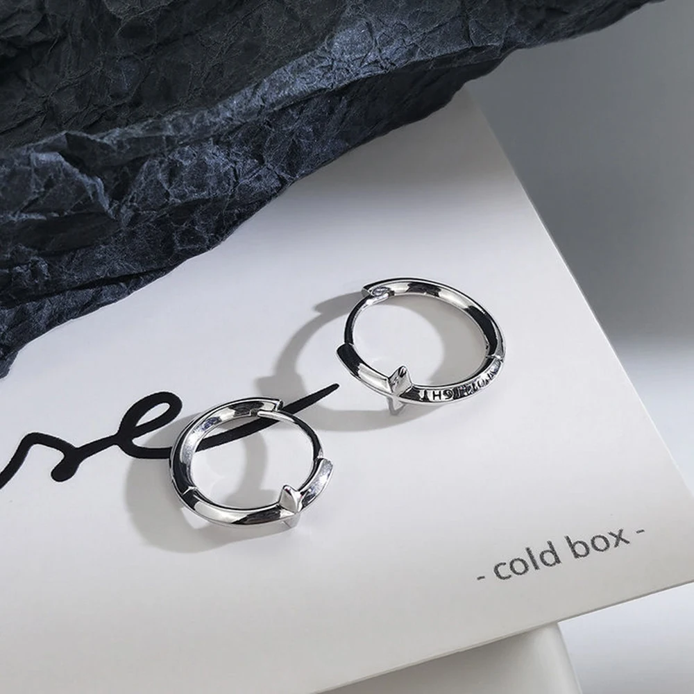 남녀공용 한국 트렌드 십대 귀걸이, 스테인레스 스틸, 심플한 작은 십자가 별 귀걸이, 특이한 펑크 주얼리