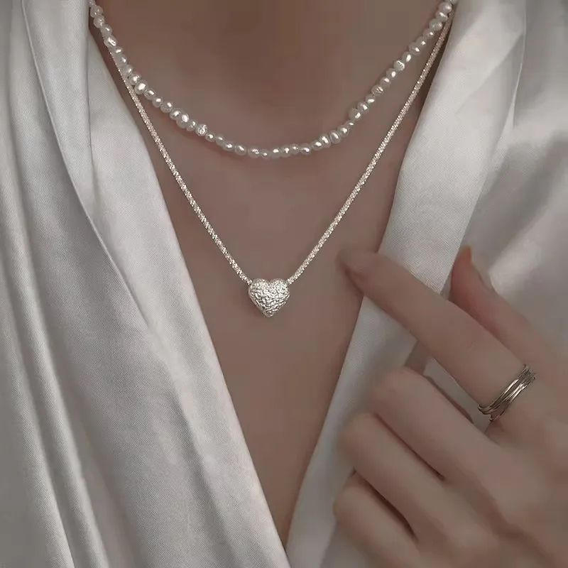 925 스털링 실버 하트 목걸이, 섬세한 기하학적 모양 펜던트, 파티 선물, 여성 패션 주얼리