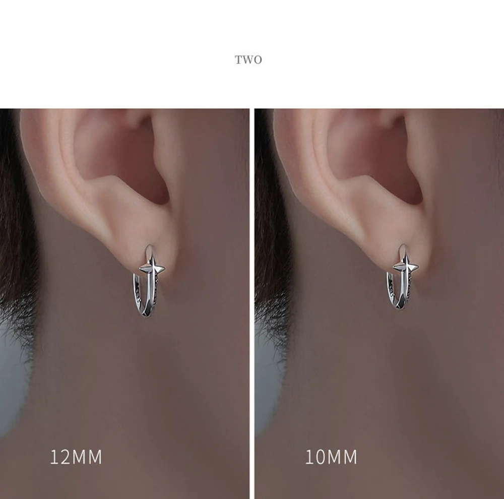 남녀공용 한국 트렌드 십대 귀걸이, 스테인레스 스틸, 심플한 작은 십자가 별 귀걸이, 특이한 펑크 주얼리