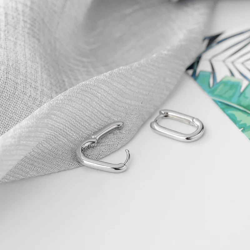 정통 925 스털링 실버 O자형 스퀘어 후프 귀걸이, 심플한 매력, 우아한 주얼리 액세서리, 한국 신상 트렌디