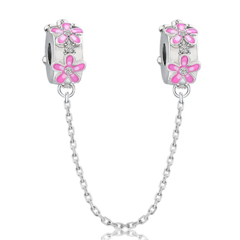 핑크 컬러 크리스탈 비즈 하트 무당 벌레 사랑 꽃 펜던트 팔찌, DIY 매력 레이디 쥬얼리 선물