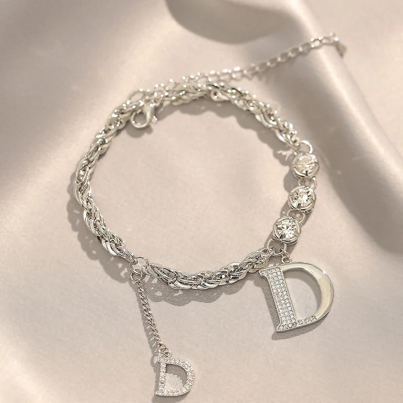 2023 클래식 D-레터 펜던트 세트, 지르콘 골드 컬러 팔찌, 여성용 패션 럭셔리 주얼리, 절묘한 액세서리, 신제품