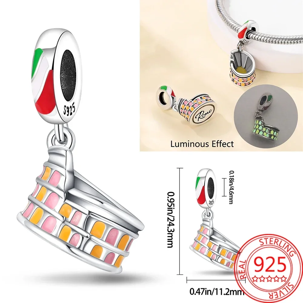 정통 925 스털링 실버 자동차 여행, 뉴욕 자유의 여신상, 비즈 핏 판도라 팔찌, DIY 주얼리 만들기