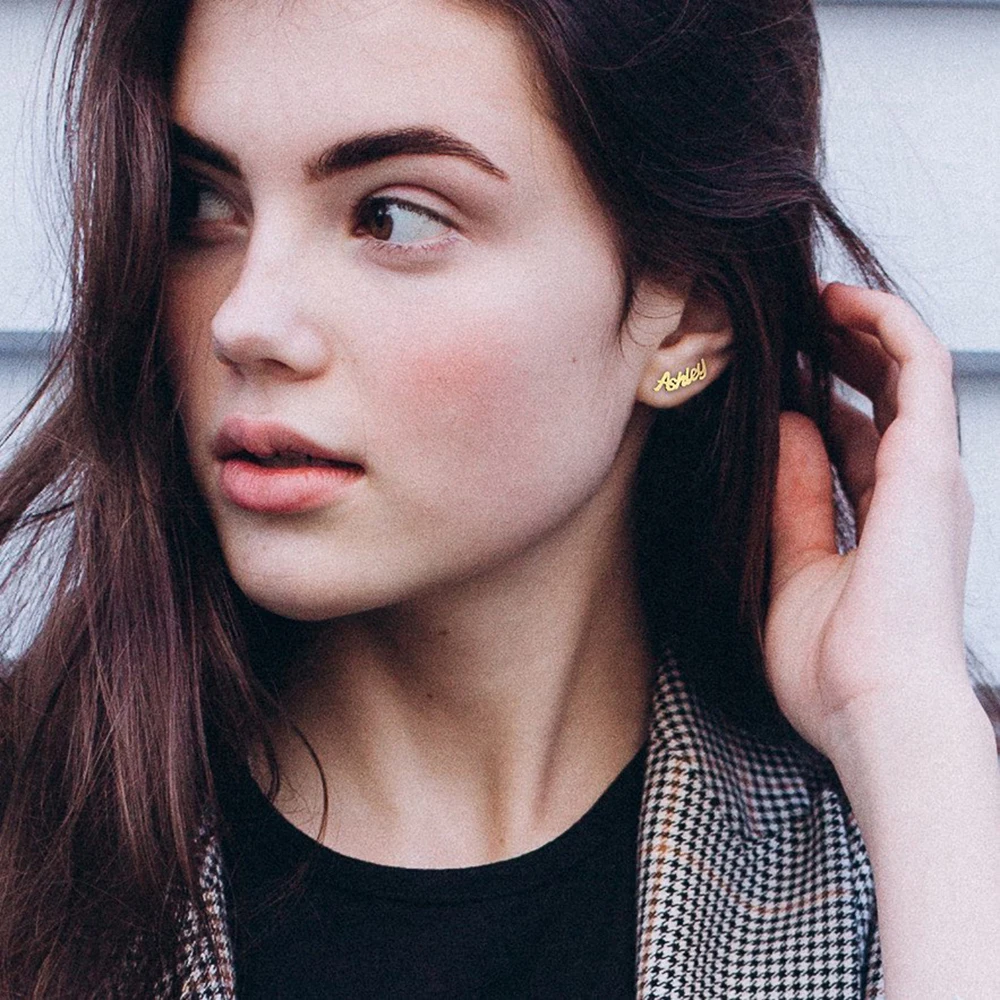 Sipuris-패션 맞춤 이름 귀걸이, 여성을 위한 맞춤 스테인레스 스틸 초기 문자 명판 보석 스터드 귀걸이 선물