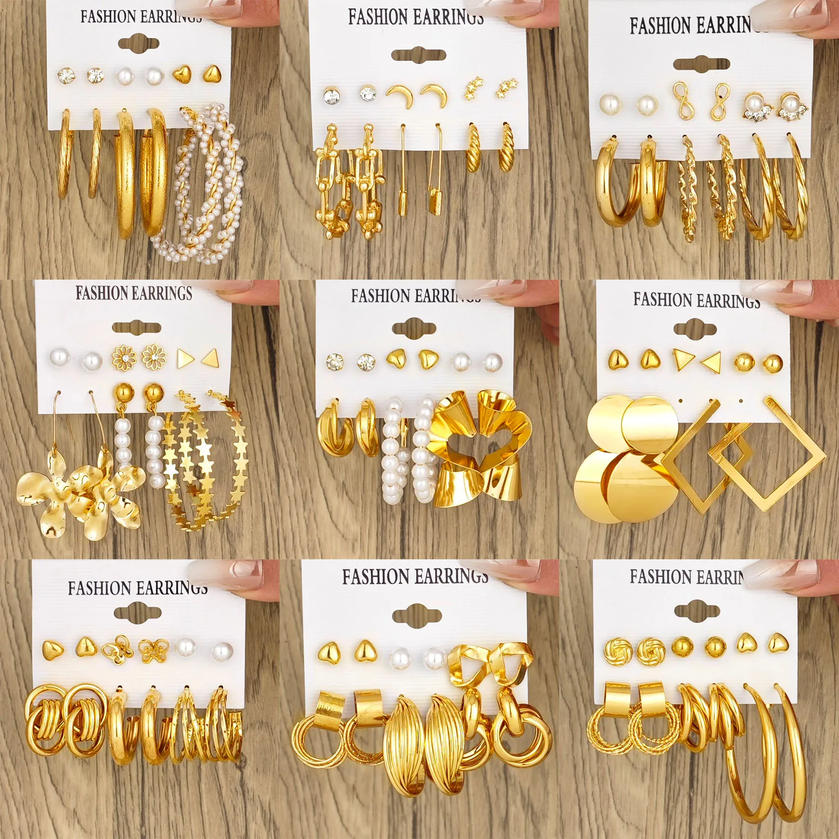 유럽 및 미국 스타일 귀걸이 세트, 독창적이고 미니멀한 귀걸이, 합금 금속 귀걸이, 여성용 진주 귀걸이 title=유럽 및 미국 스타일 귀걸이 세트, 독창적이고 미니멀한 귀걸이, 합금 금속 귀걸이, 여성용 진주 귀걸이