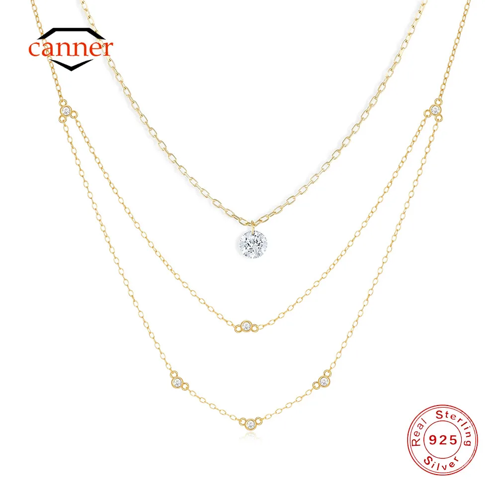 CANNER 여성용 크리스탈 지르콘 925 스털링 실버 목걸이, 펜덴트 파인 주얼리, 긴 체인, 웨딩 파티 액세서리, 엄마 선물 title=CANNER 여성용 크리스탈 지르콘 925 스털링 실버 목걸이, 펜덴트 파인 주얼리, 긴 체인, 웨딩 파티 액세서리, 엄마 선물