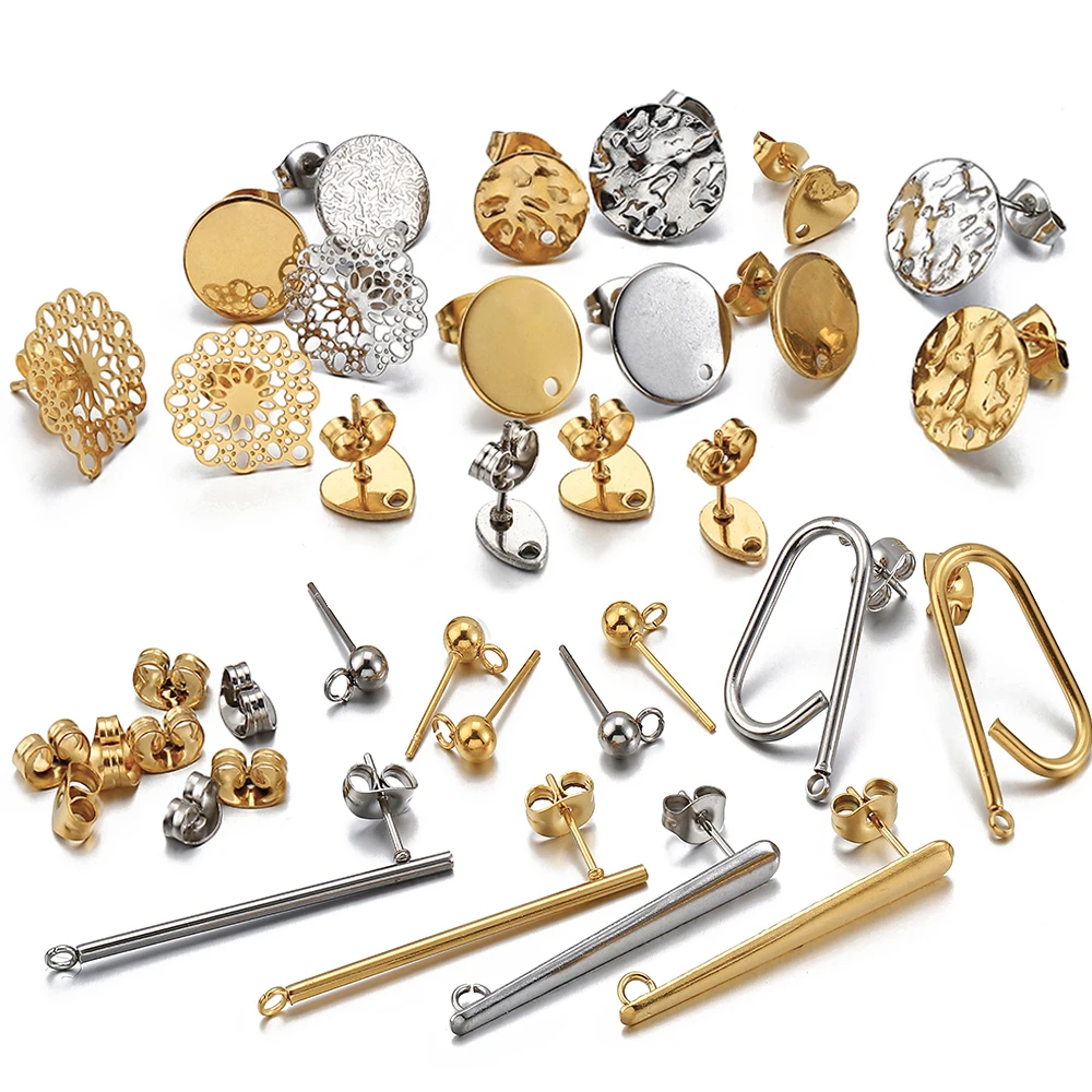 10 개/몫 골드 스테인레스 스틸 빈 포스트 귀걸이 스터드 기본 핀 귀걸이 플러그 귀 다시 DIY 보석 만들기 액세서리 title=10 개/몫 골드 스테인레스 스틸 빈 포스트 귀걸이 스터드 기본 핀 귀걸이 플러그 귀 다시 DIY 보석 만들기 액세서리 