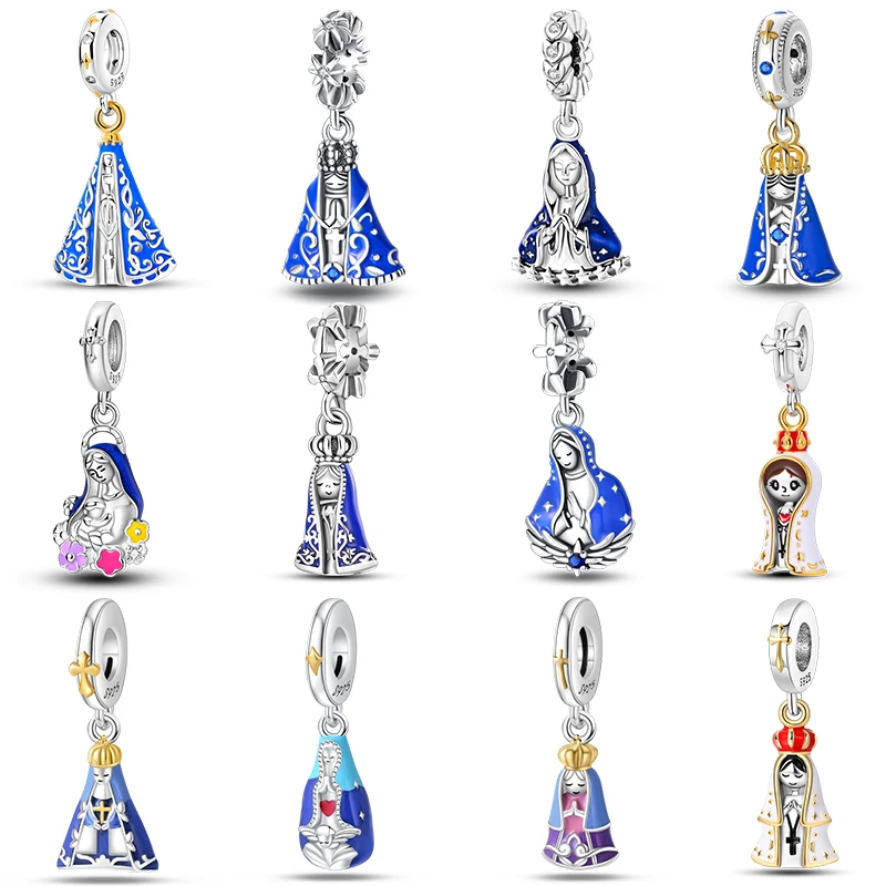 925 스털링 실버 Nossa Senhora Aparecida 댕글 참 비즈 핏 치카올라 925 오리지널 팔찌, 여성용 DIY 쥬얼리 제작 title=925 스털링 실버 Nossa Senhora Aparecida 댕글 참 비즈 핏 치카올라 925 오리지널 팔찌, 여성용 DIY 쥬얼리 제작 