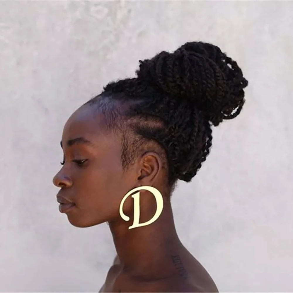 맞춤형 A-Z 글자 큰 귀걸이 스터드, 개성 디자이너 이니셜 귀걸이, 스테인레스 스틸, 펑크 쥬얼리 선물 title=맞춤형 A-Z 글자 큰 귀걸이 스터드, 개성 디자이너 이니셜 귀걸이, 스테인레스 스틸, 펑크 쥬얼리 선물