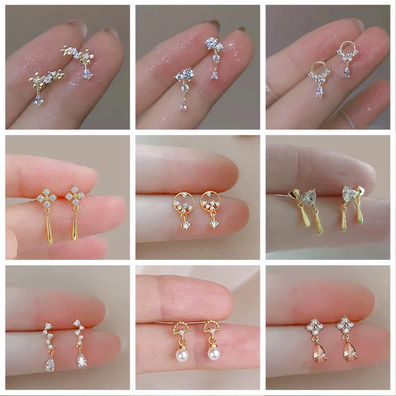 여성용 구리 은 도금 지르콘 술 펜던트 귀걸이, 저자극성 패션 귀걸이, 스터드 쥬얼리 title=여성용 구리 은 도금 지르콘 술 펜던트 귀걸이, 저자극성 패션 귀걸이, 스터드 쥬얼리 