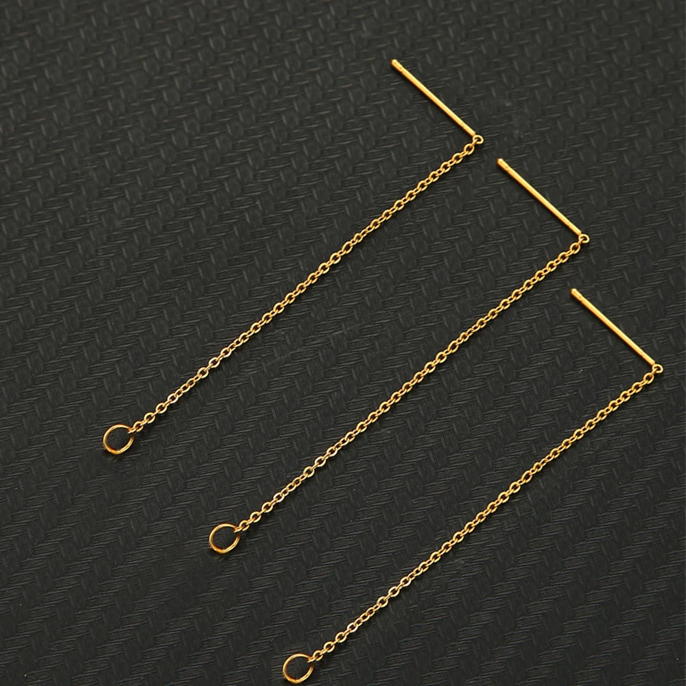 쥬얼리 DIY 제작용 스테인리스 스틸 스레더 체인 귀걸이, 드롭 귀걸이, 태슬 체인 액세서리, 로트당 10 개