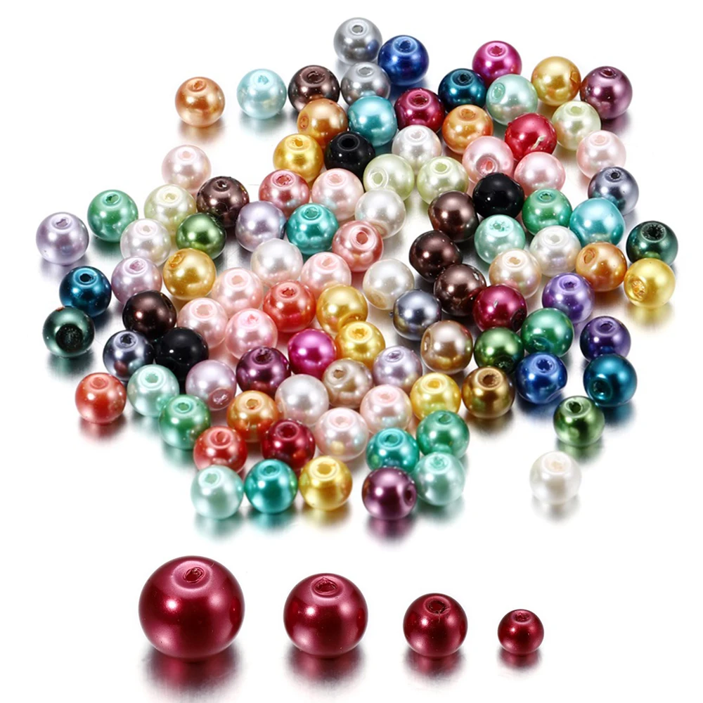 원형 유리 구슬 모조 진주 구슬, DIY 귀걸이 목걸이 쥬얼리 제작 액세서리, 50-100 개, 4mm, 6mm, 8mm title=원형 유리 구슬 모조 진주 구슬, DIY 귀걸이 목걸이 쥬얼리 제작 액세서리, 50-100 개, 4mm, 6mm, 8mm