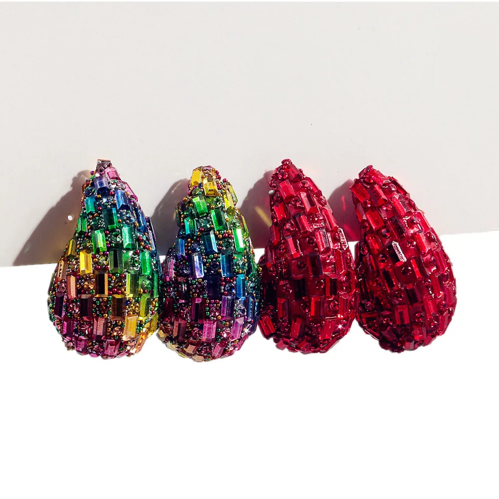 여성용 화려한 크리스탈 청키 돔 귀걸이, 럭셔리 통통한 눈물 드롭 귀걸이, 후프 웨딩 쥬얼리, 경량 패션 title=여성용 화려한 크리스탈 청키 돔 귀걸이, 럭셔리 통통한 눈물 드롭 귀걸이, 후프 웨딩 쥬얼리, 경량 패션 