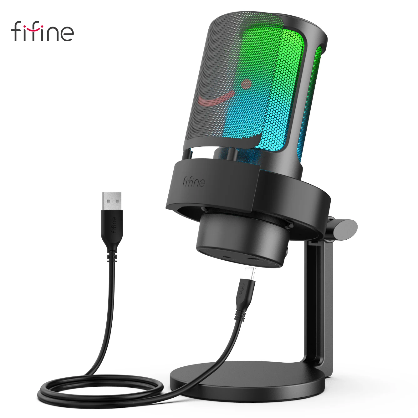 FIFINE PC 및 Mac용 USB 마이크, 헤드폰 출력 및 터치 음소거 버튼, 3 가지 RGB 모드 마이크, A8 title=FIFINE PC 및 Mac용 USB 마이크, 헤드폰 출력 및 터치 음소거 버튼, 3 가지 RGB 모드 마이크, A8