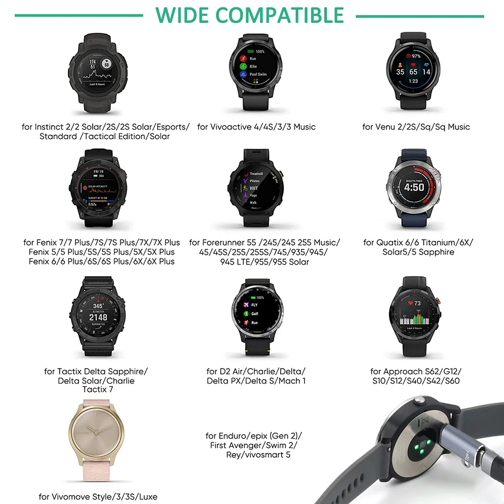 휴대용 C 타입 충전 어댑터, 마이크로 USB, iOS, 가민 피닉스 7, 7S, 7X, 6S, 6X, 5, 5S, 5X, Venu 2, 2S, 스마트 워치 충전기 컨버터