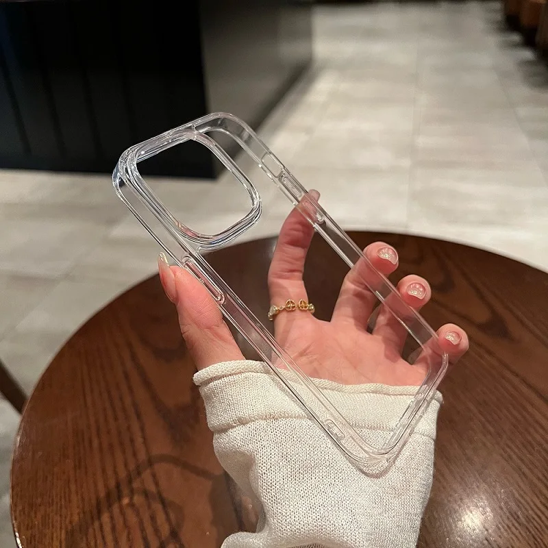 투명 충격 방지 하드 아크릴 케이스, 아이폰 16 15 14 13 12 미니 11 프로 XS 맥스 X XR 7 8 플러스 SE 소프트 실리콘 범퍼 커버