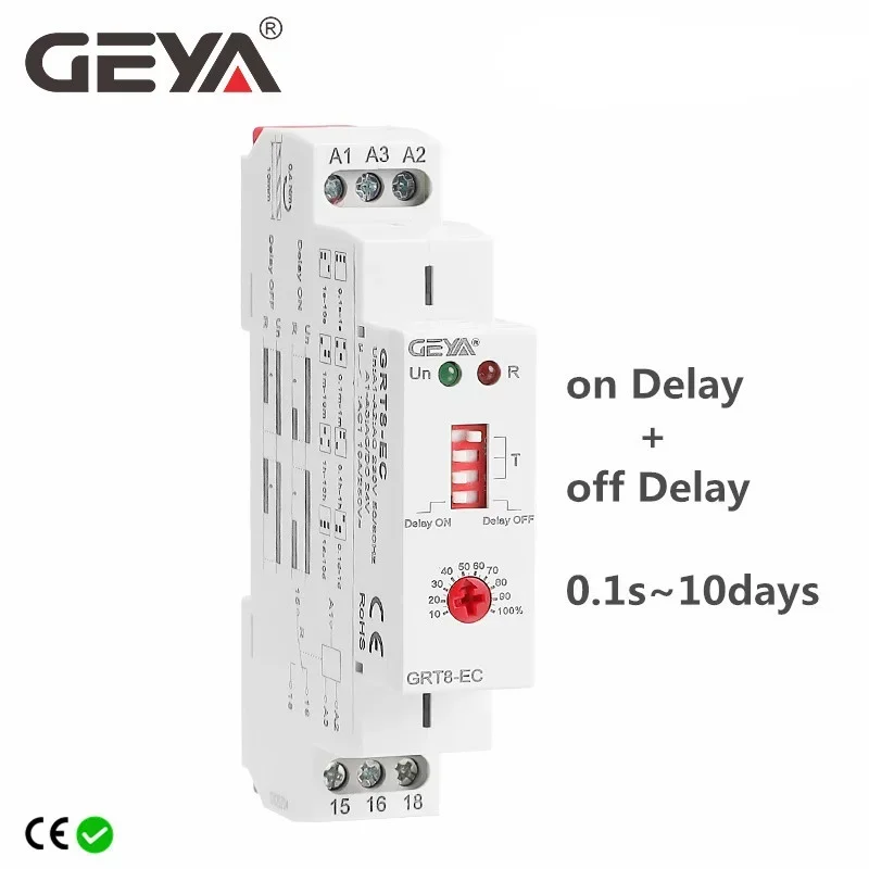 GEYA GRT8-EC 이중 기능 타이머 릴레이, 지연 온 또는 오프 지연 릴레이, AC220V, DC24V, AC380V, ACDC24V-240V 타임 릴레이 CE CB ROHS, 10A title=GEYA GRT8-EC 이중 기능 타이머 릴레이, 지연 온 또는 오프 지연 릴레이, AC220V, DC24V, AC380V, ACDC24V-240V 타임 릴레이 CE CB ROHS, 10A 