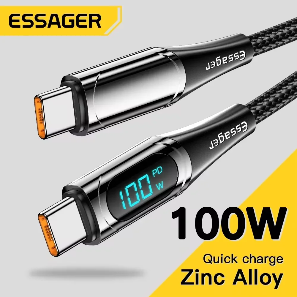 Essager-USB 타입 C To USB C 케이블 100W/5A PD 고속 충전 충전기, 맥북 샤오미 삼성 Type-C USBC 케이블 2M title=Essager-USB 타입 C To USB C 케이블 100W/5A PD 고속 충전 충전기, 맥북 샤오미 삼성 Type-C USBC 케이블 2M 