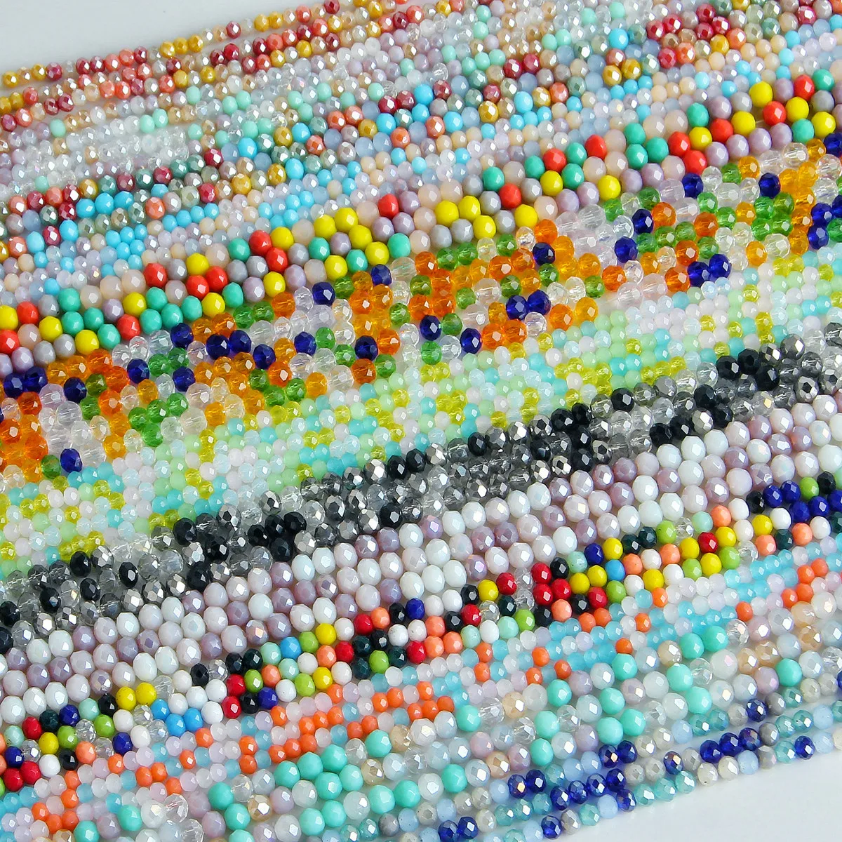 새로운 혼합 색상 크리스탈 론델 비즈 면 유리 비즈, 느슨한 스페이서 비즈, 쥬얼리 제작 DIY 여성 팔찌, 2mm, 3mm, 4mm