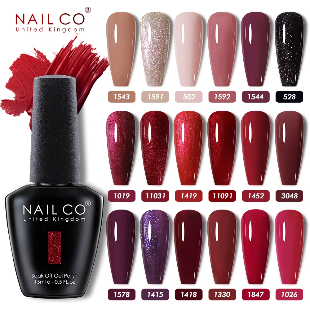 NAILCO 반영구 하이브리드 바니시 젤 매니큐어, 블랙 레드 컬러, 전문가용 UV 네일 아트 용품, 15ml title=NAILCO 반영구 하이브리드 바니시 젤 매니큐어, 블랙 레드 컬러, 전문가용 UV 네일 아트 용품, 15ml