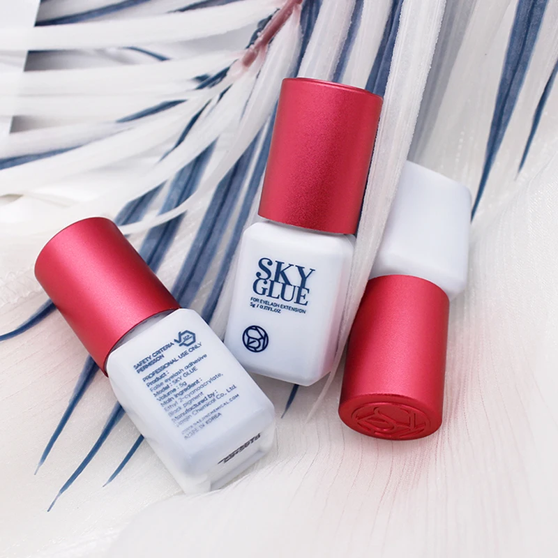 속눈썹 연장용 SKY 접착제, 오리지널 스카이 S + 블랙 레드 블루 캡, 가짜 속눈썹 접착제, 스카이 TD 투명 접착제 공급 업체, 1 병, 5ml