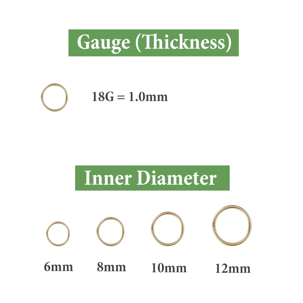 심리스 316L 스테인리스 스틸 클래식 코 반지, 남성 여성 후프 귀걸이, 셉텀 헬릭스 이주 귀 피어싱 쥬얼리, 18G, 2 개, 6 개