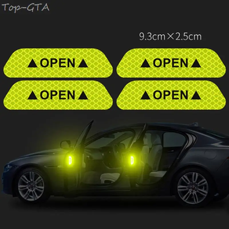 자동차 도어 핸들 경고 표시 테이프, 반사 빛 반사판 스트립, 충돌 방지 데칼, 안전 스티커, 4 개 title=자동차 도어 핸들 경고 표시 테이프, 반사 빛 반사판 스트립, 충돌 방지 데칼, 안전 스티커, 4 개