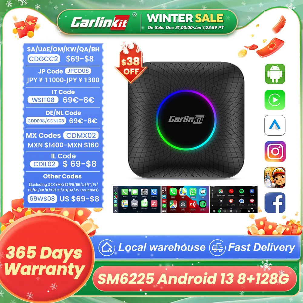 CarlinKit 무선 카플레이 Ai 박스, 스마트 안드로이드 TV 박스, 안드로이드 13, SM6225, 8 코어, 8G + 128G, 안드로이드 자동 지지대, 512GB SD title=CarlinKit 무선 카플레이 Ai 박스, 스마트 안드로이드 TV 박스, 안드로이드 13, SM6225, 8 코어, 8G + 128G, 안드로이드 자동 지지대, 512GB SD 
